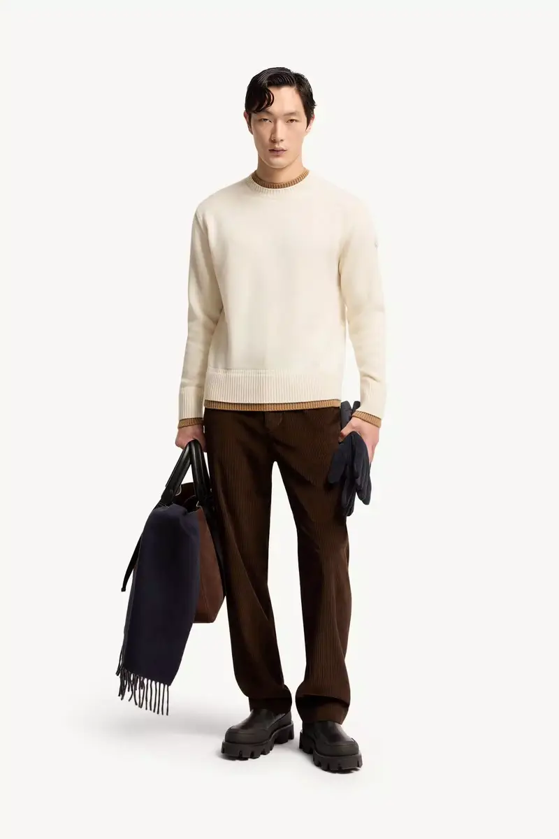 Moncler Leather Logo Wool & Cashmere Blend Sweater | Thumbnail 3