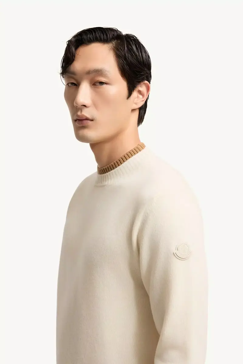 Moncler Leather Logo Wool & Cashmere Blend Sweater | Thumbnail 4
