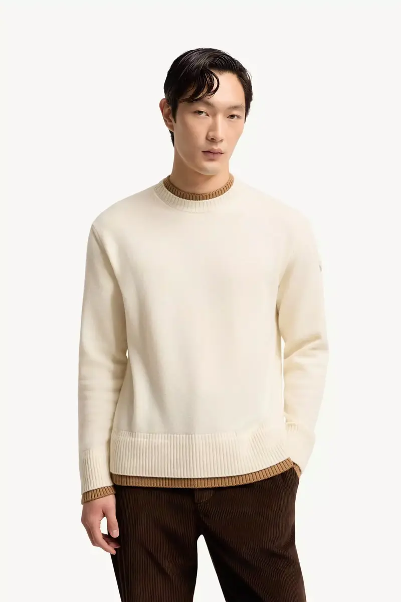 Moncler Leather Logo Wool & Cashmere Blend Sweater | Thumbnail 5