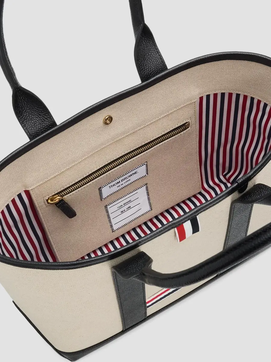 Thom Browne Women's Small Tool Canvas & Leather Tote Bag | Thumbnail 4 Thom Browne Women's Small Tool Canvas & Leather Tote Bag | Thumbnail 4