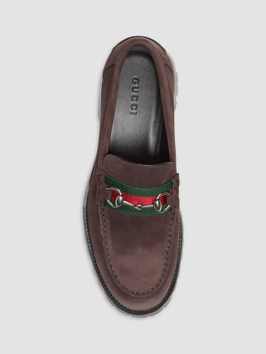 Gucci Men's Sylke Horsebit Suede & Lug Sole Loafers | Thumbnail 4 Gucci Men's Sylke Horsebit Suede & Lug Sole Loafers | Thumbnail 4