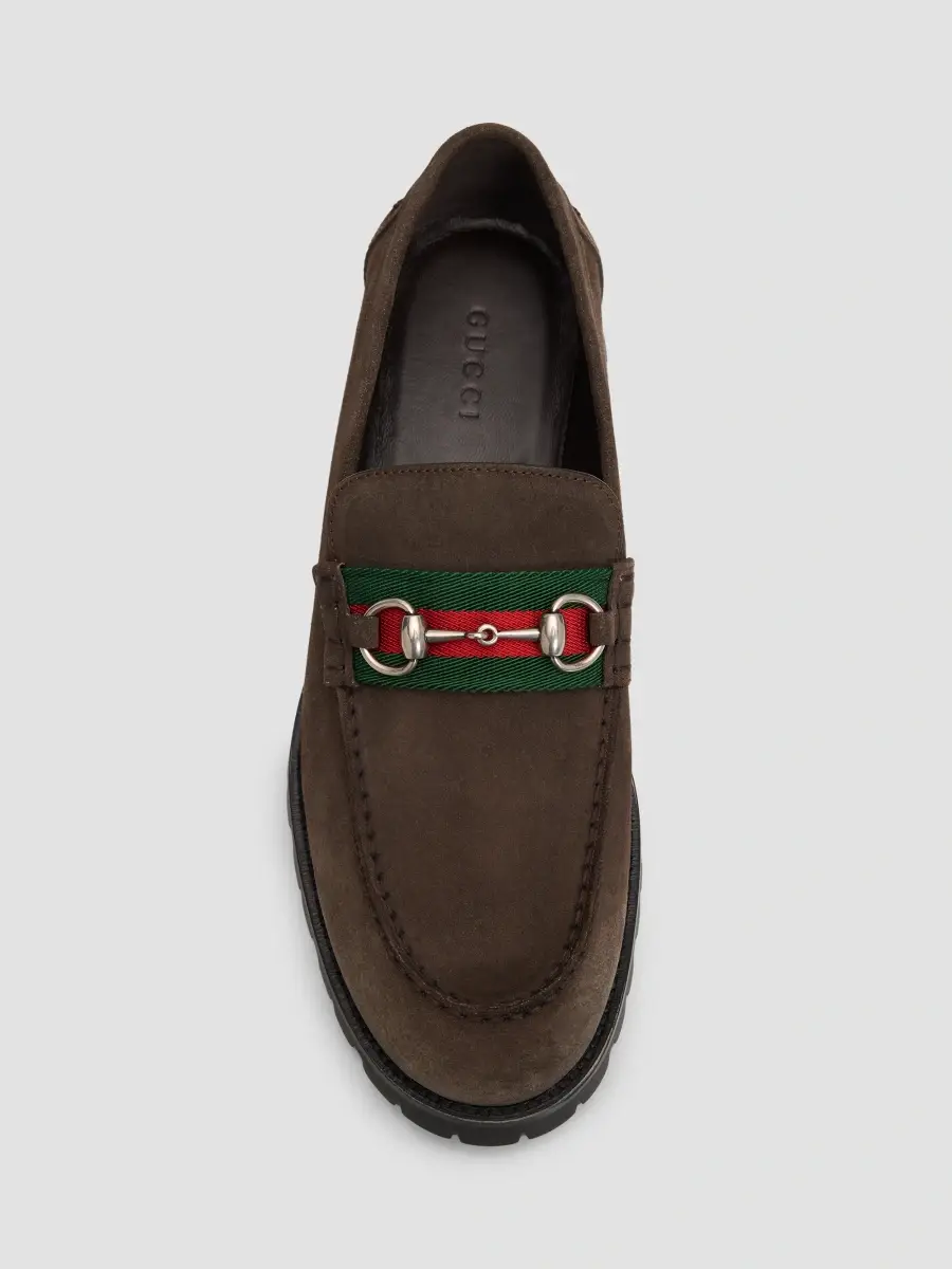 Gucci Men's Sylke Horsebit Suede & Lug Sole Loafers | Thumbnail 6 Gucci Men's Sylke Horsebit Suede & Lug Sole Loafers | Thumbnail 6