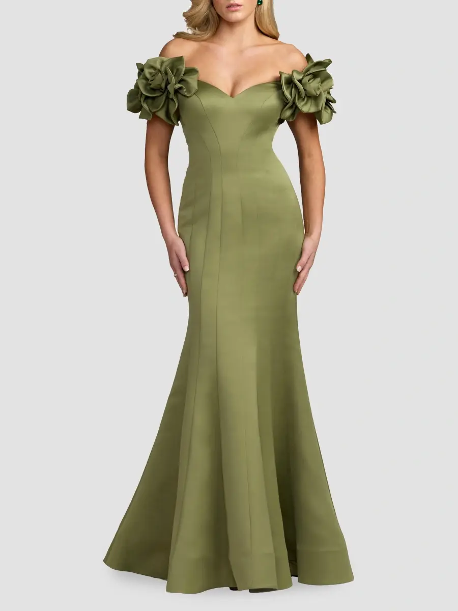Mac Duggal Women's Embellished Satin Off-Shoulder Trumpet Gown | Thumbnail 2 Mac Duggal Women's Embellished Satin Off-Shoulder Trumpet Gown | Thumbnail 2