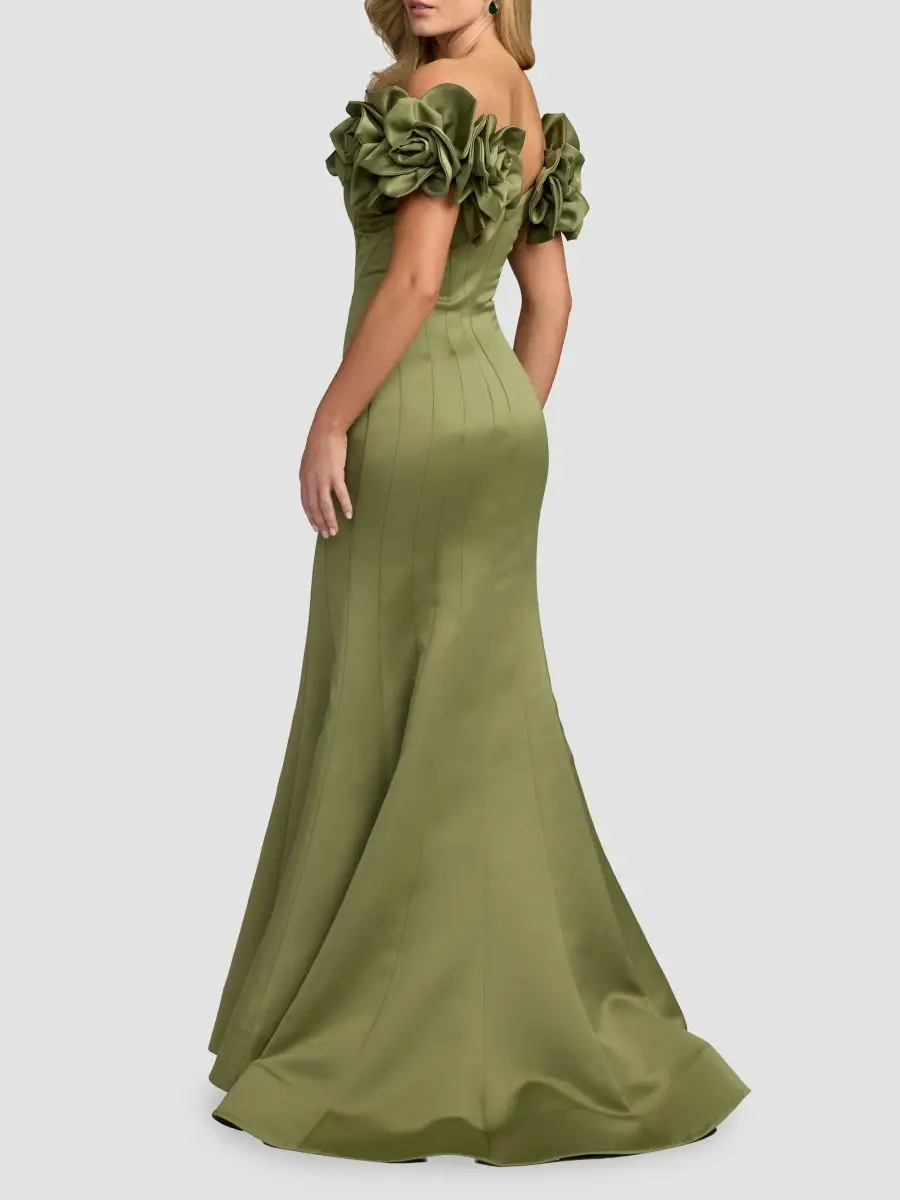 Mac Duggal Women's Embellished Satin Off-Shoulder Trumpet Gown | Thumbnail 3 Mac Duggal Women's Embellished Satin Off-Shoulder Trumpet Gown | Thumbnail 3