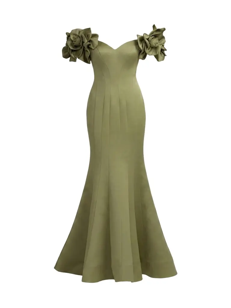 Mac Duggal Women's Embellished Satin Off-Shoulder Trumpet Gown