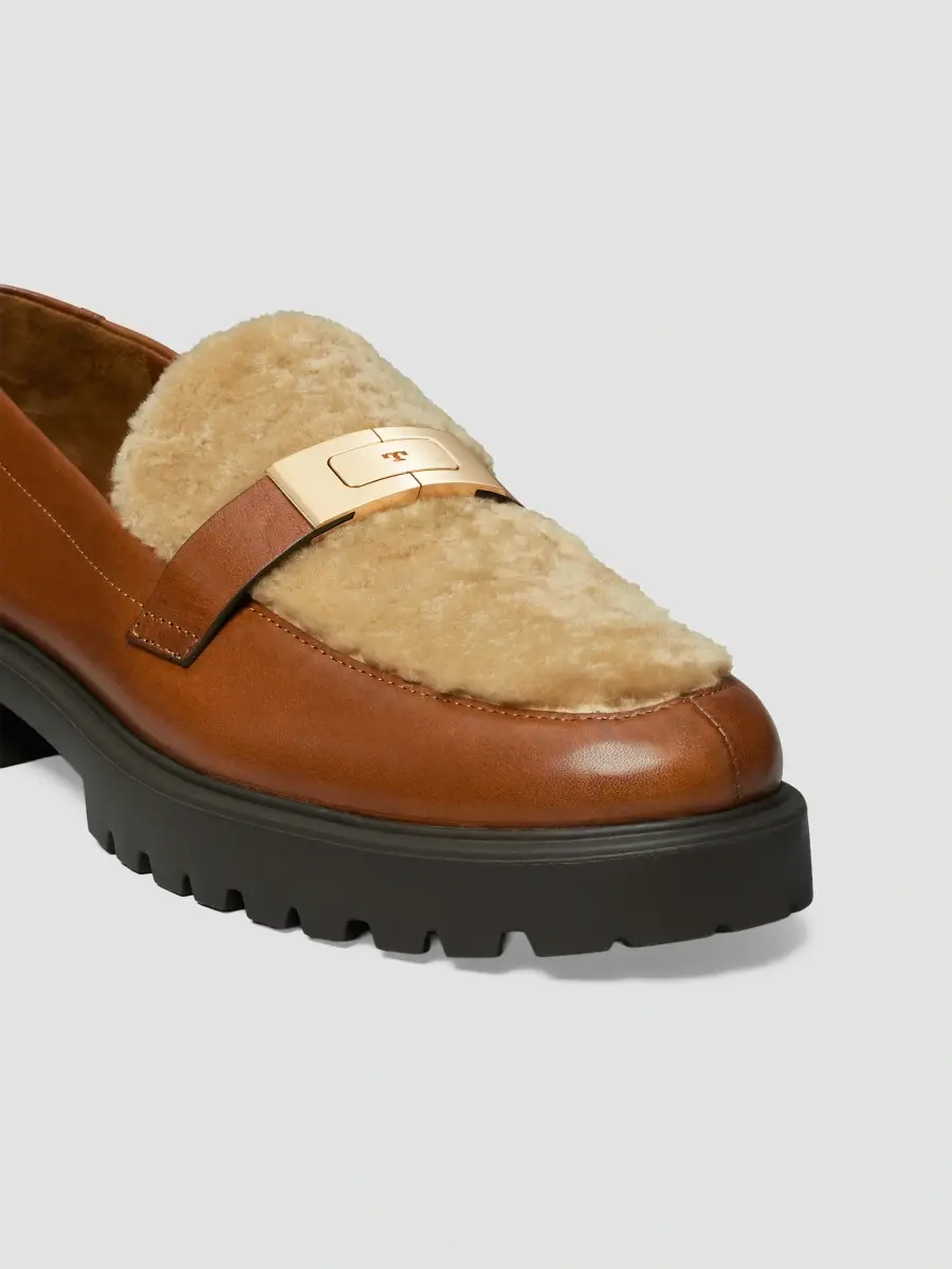 Tory Burch Women's Leelee Shearling & Leather Loafers | Thumbnail 4 Tory Burch Women's Leelee Shearling & Leather Loafers | Thumbnail 4