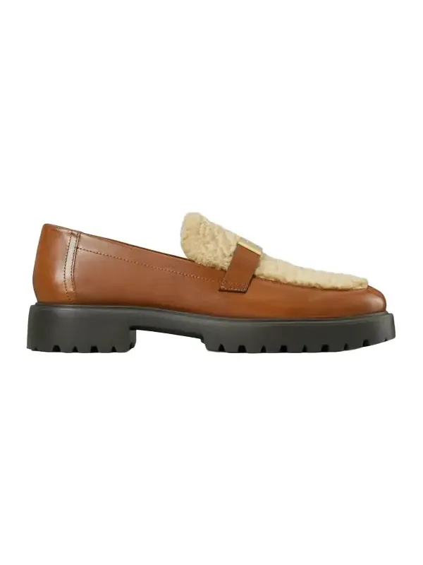 Women's Leelee Shearling & Leather Loafers - Brown Gold Women's Leelee Shearling & Leather Loafers - Brown Gold