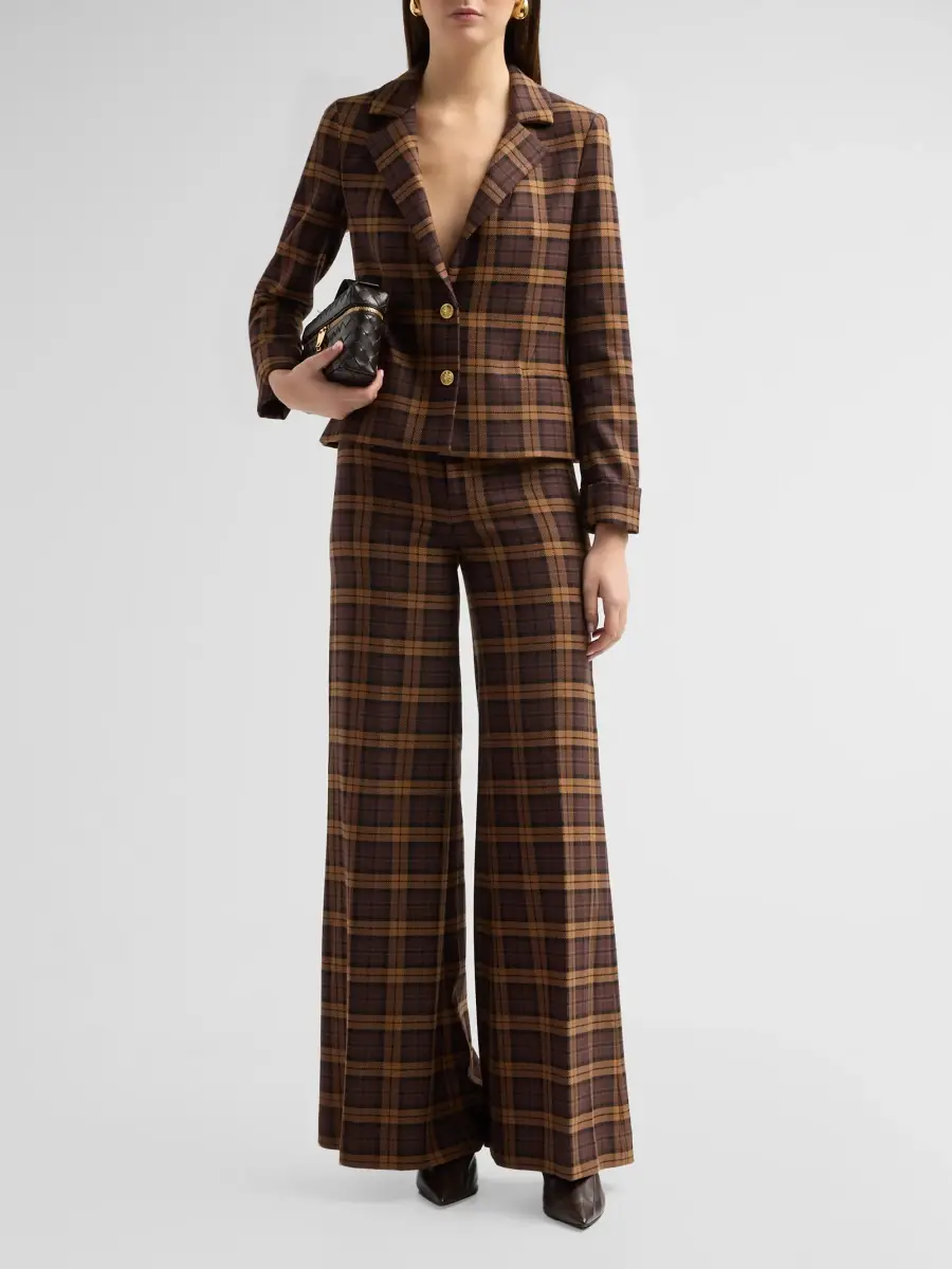 Alice + Olivia Women's Olivia Plaid Wide-Leg Pants | Thumbnail 2 Alice + Olivia Women's Olivia Plaid Wide-Leg Pants | Thumbnail 2