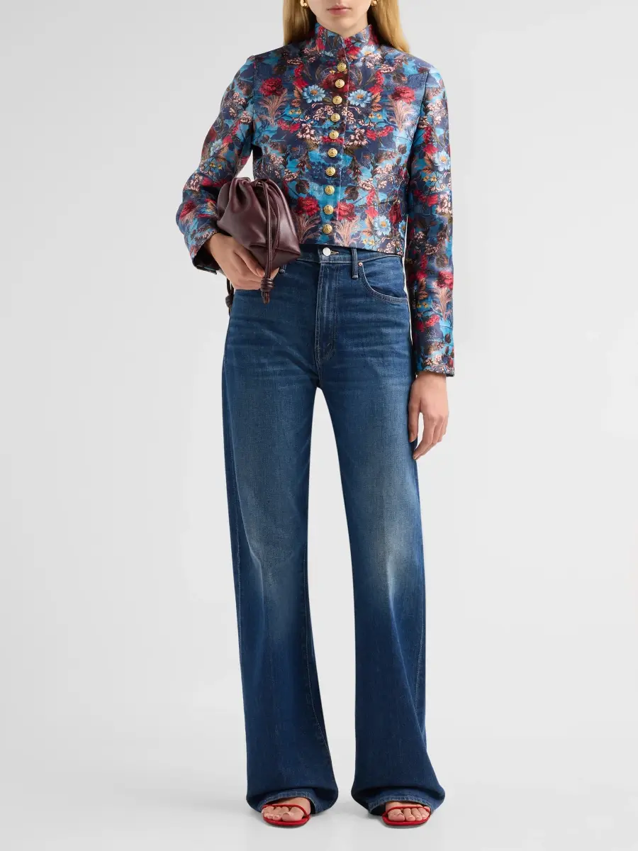 Alice + Olivia Women's Emerson Floral Jacquard Military Jacket | Thumbnail 2 Alice + Olivia Women's Emerson Floral Jacquard Military Jacket | Thumbnail 2