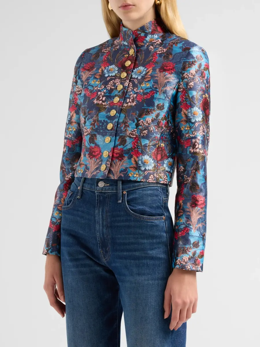 Alice + Olivia Women's Emerson Floral Jacquard Military Jacket | Thumbnail 4 Alice + Olivia Women's Emerson Floral Jacquard Military Jacket | Thumbnail 4