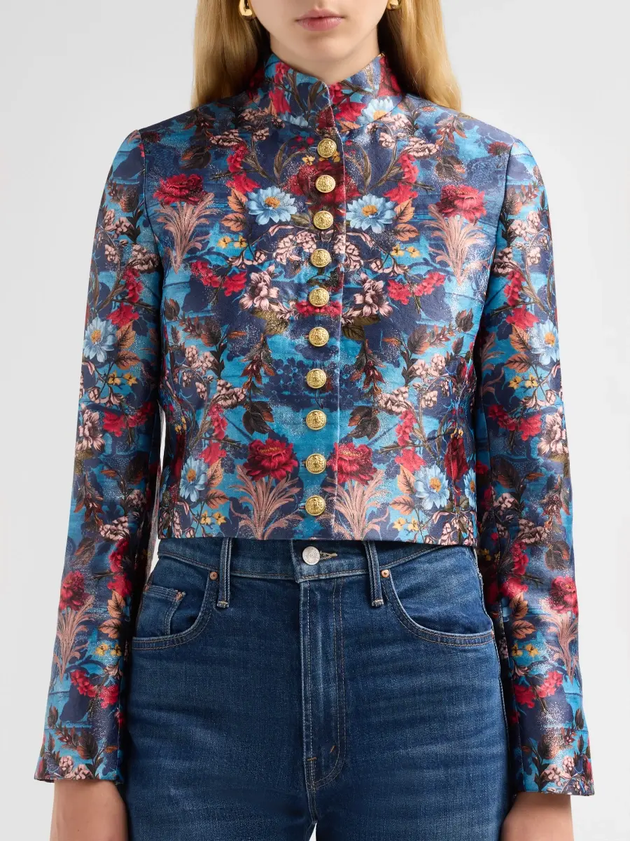 Alice + Olivia Women's Emerson Floral Jacquard Military Jacket | Thumbnail 5 Alice + Olivia Women's Emerson Floral Jacquard Military Jacket | Thumbnail 5