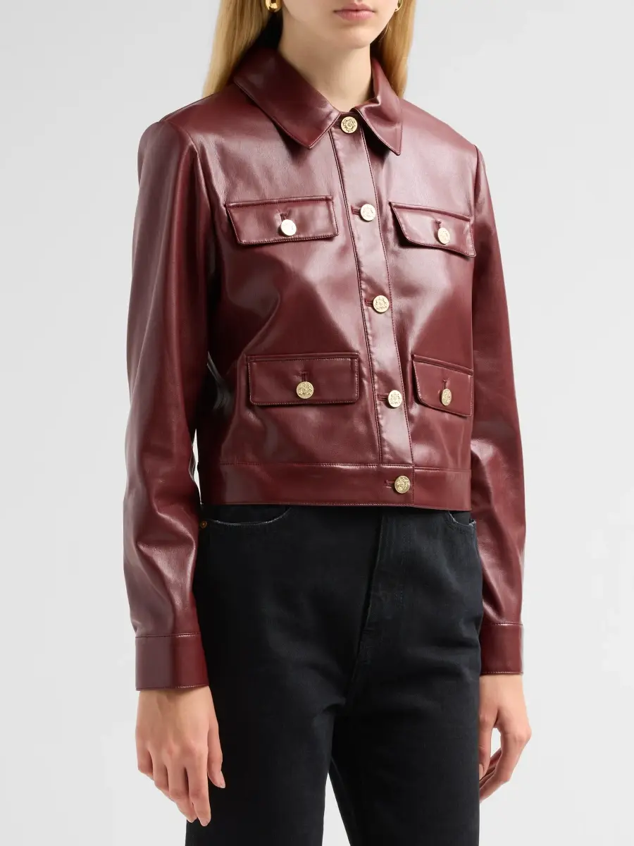 Alice + Olivia Women's Alex Faux-Leather Boxy Jacket | Thumbnail 4 Alice + Olivia Women's Alex Faux-Leather Boxy Jacket | Thumbnail 4