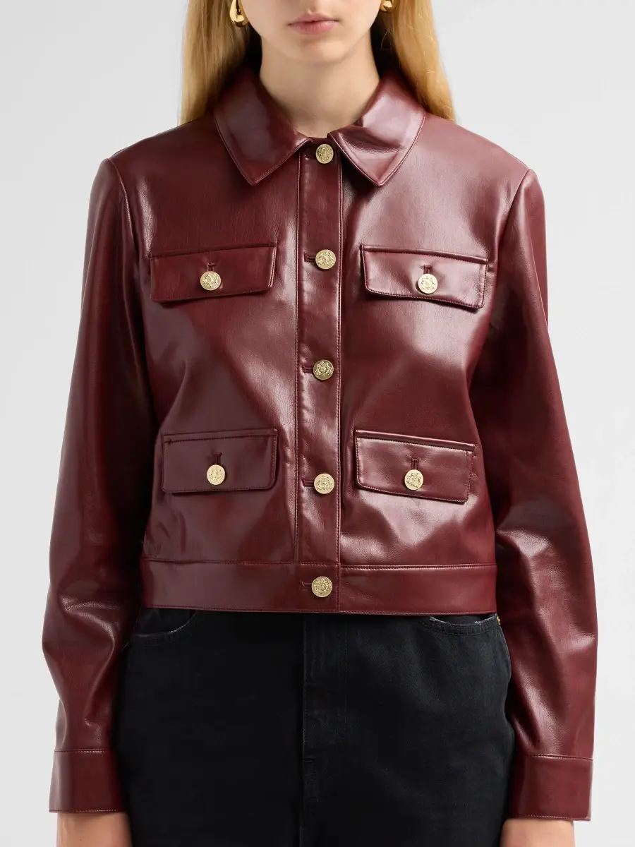 Alice + Olivia Women's Alex Faux-Leather Boxy Jacket | Thumbnail 5 Alice + Olivia Women's Alex Faux-Leather Boxy Jacket | Thumbnail 5