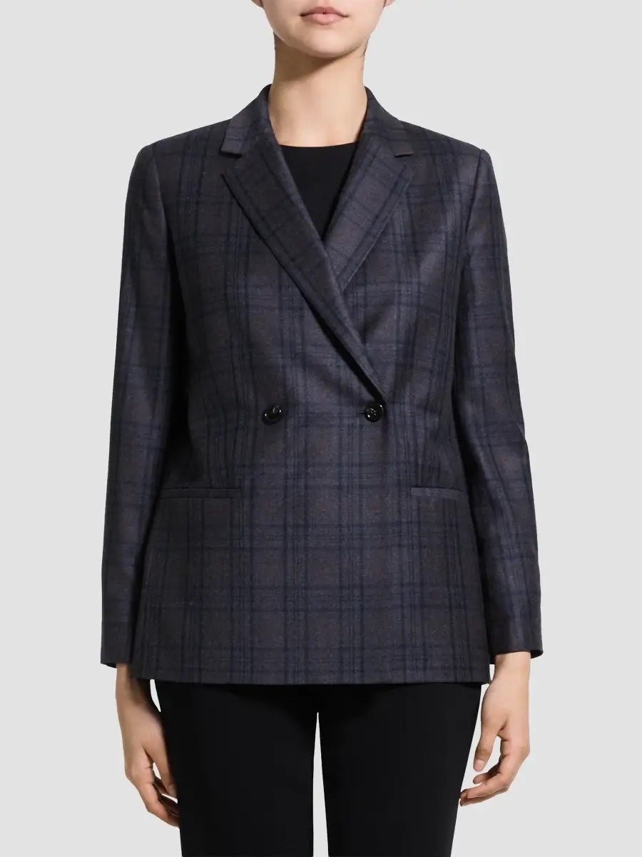 Theory Women's Plaid Relaxed-Fit Double-Breasted Jacket | Thumbnail 3 Theory Women's Plaid Relaxed-Fit Double-Breasted Jacket | Thumbnail 3