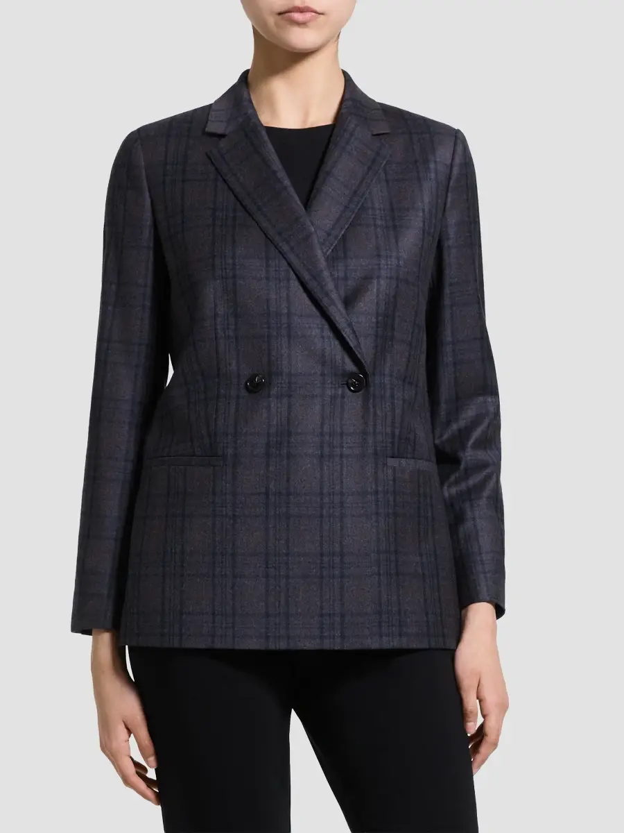Theory Women's Plaid Relaxed-Fit Double-Breasted Jacket | Thumbnail 6 Theory Women's Plaid Relaxed-Fit Double-Breasted Jacket | Thumbnail 6