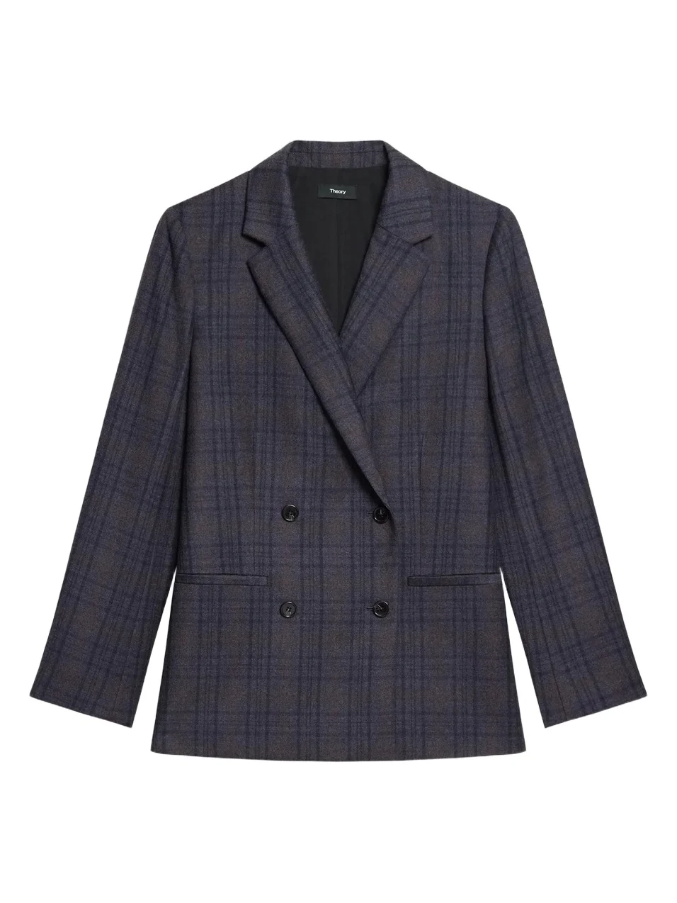 Women's Plaid Relaxed-Fit Double-Breasted Jacket Women's Plaid Relaxed-Fit Double-Breasted Jacket