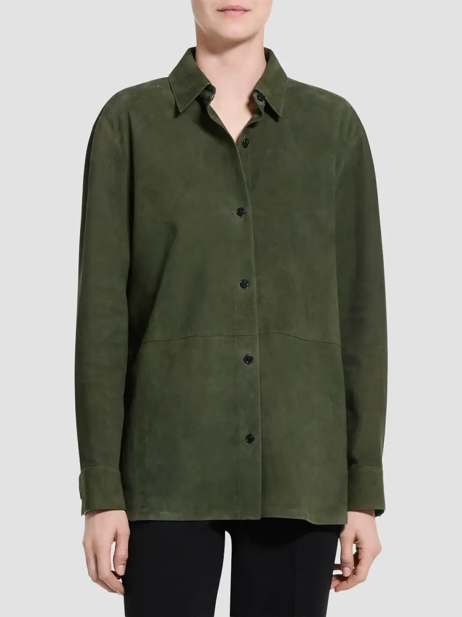Theory Women's Classic Menswear Leather Shirt | Thumbnail 4 Theory Women's Classic Menswear Leather Shirt | Thumbnail 4