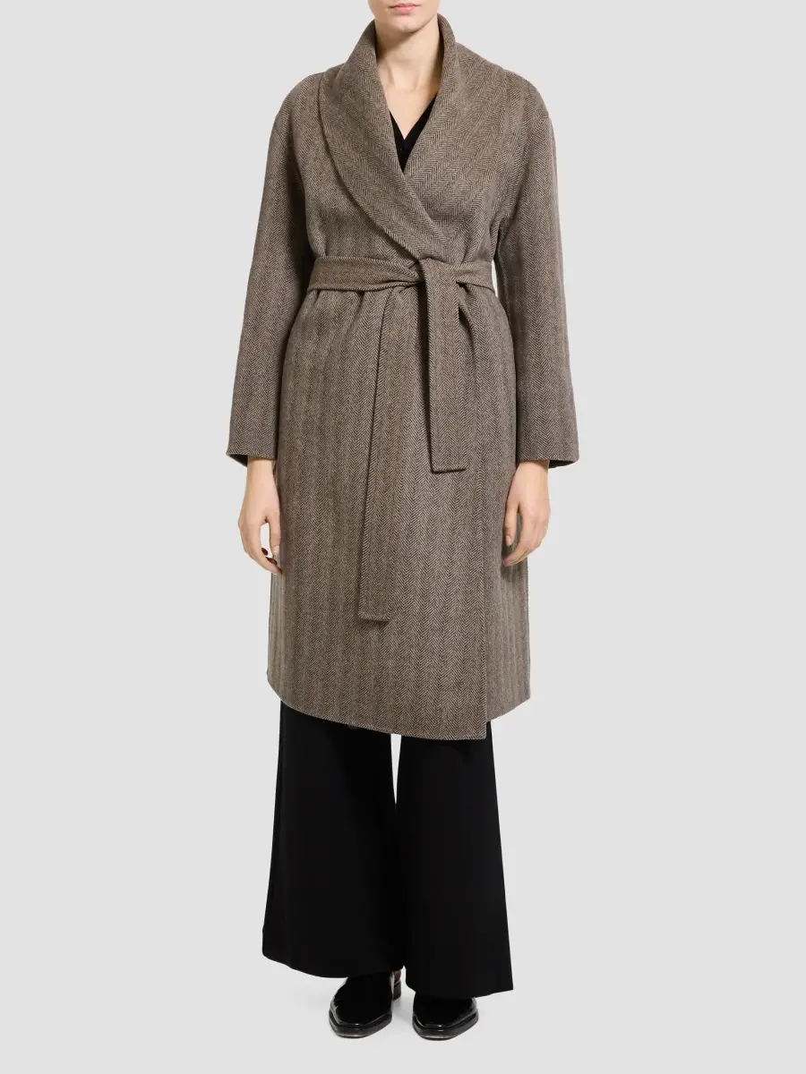 Theory Women's Herringbone Wool-Cashmere Shawl Coat | Thumbnail 2