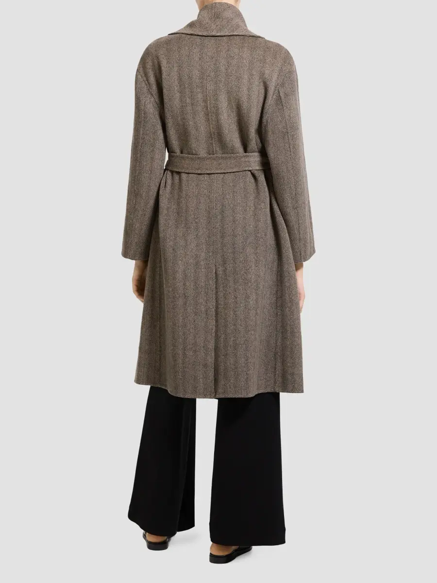 Theory Women's Herringbone Wool-Cashmere Shawl Coat | Thumbnail 3