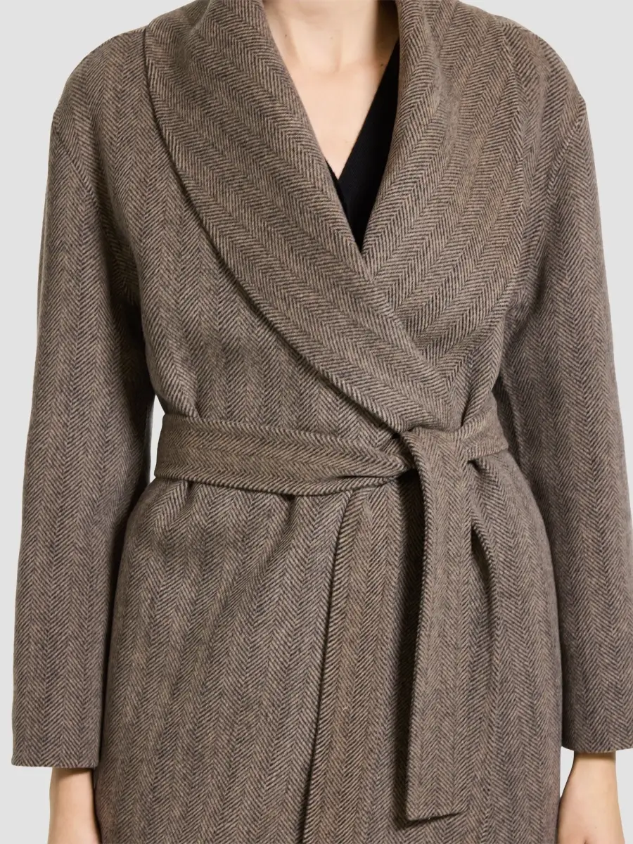 Theory Women's Herringbone Wool-Cashmere Shawl Coat | Thumbnail 4