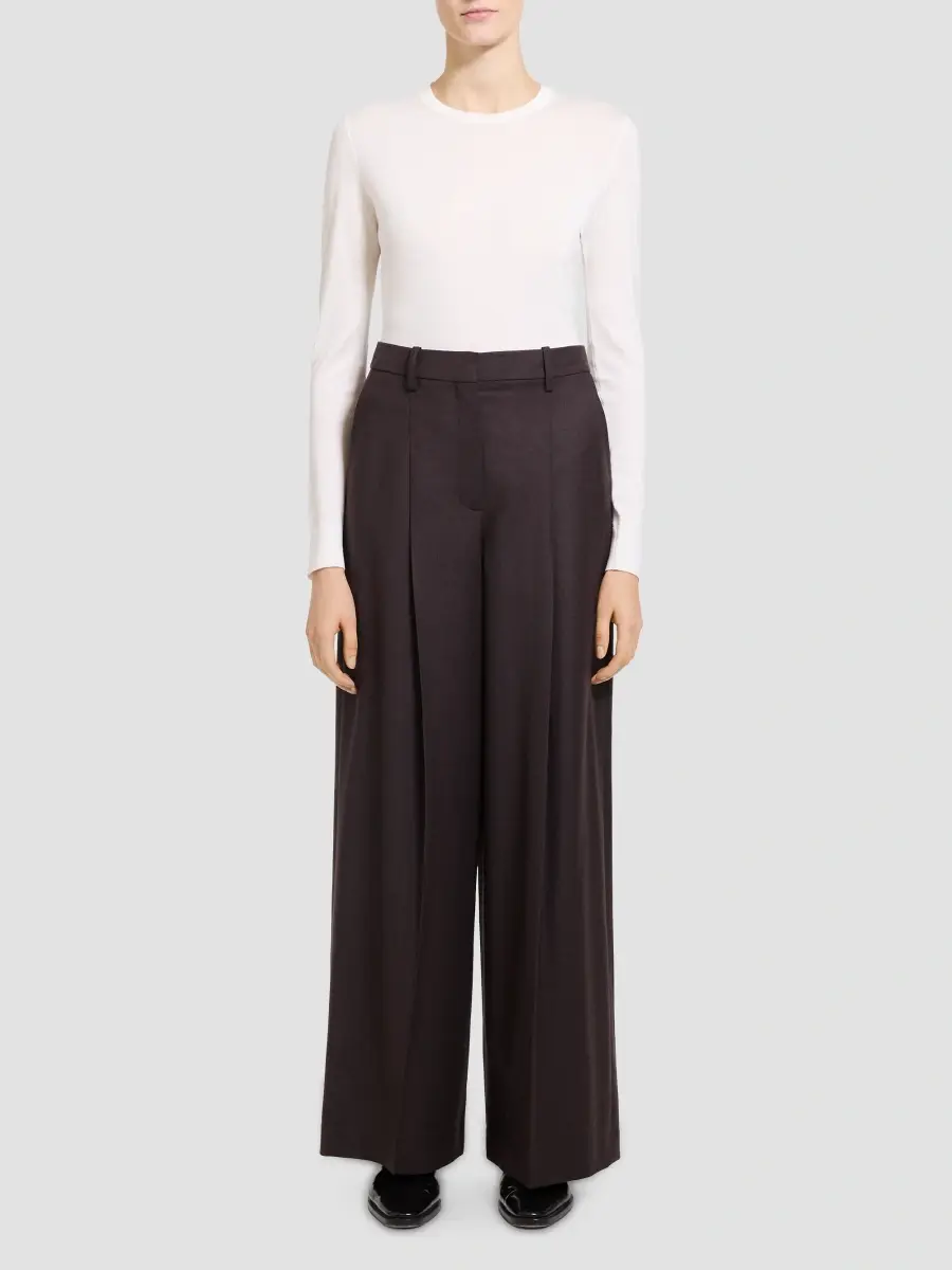 Theory Women's Pleated Wool Wide-Leg Trousers | Thumbnail 2 Theory Women's Pleated Wool Wide-Leg Trousers | Thumbnail 2
