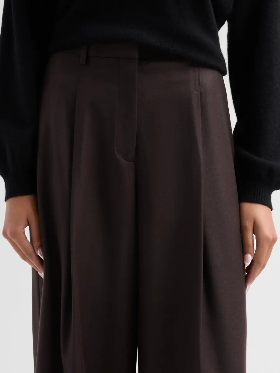 Theory Women's Pleated Wool Wide-Leg Trousers | Thumbnail 5 Theory Women's Pleated Wool Wide-Leg Trousers | Thumbnail 5