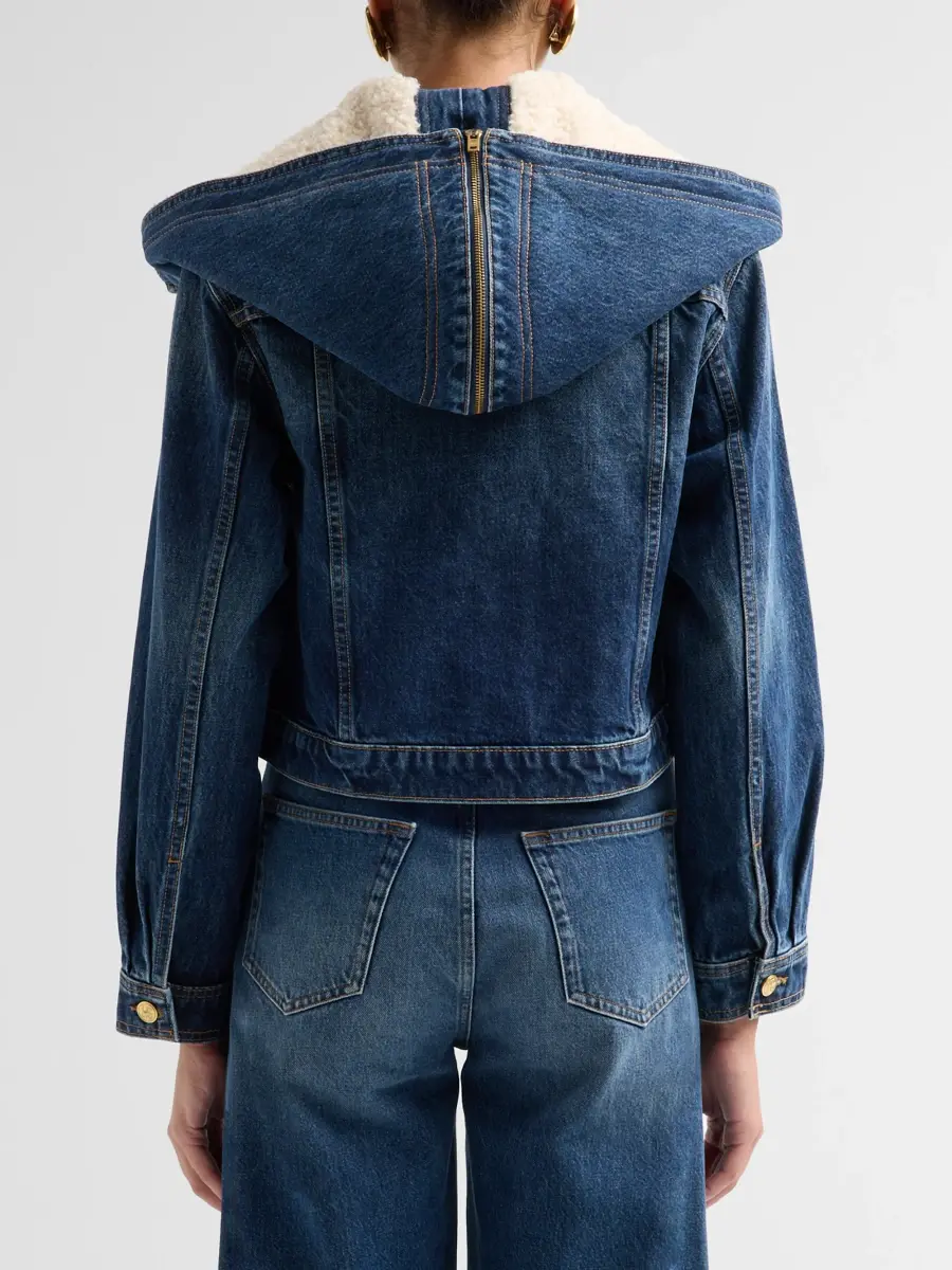 Ulla Johnson Women's The Sybil Faux-Shearling Hooded Denim Jacket | Thumbnail 3 Ulla Johnson Women's The Sybil Faux-Shearling Hooded Denim Jacket | Thumbnail 3