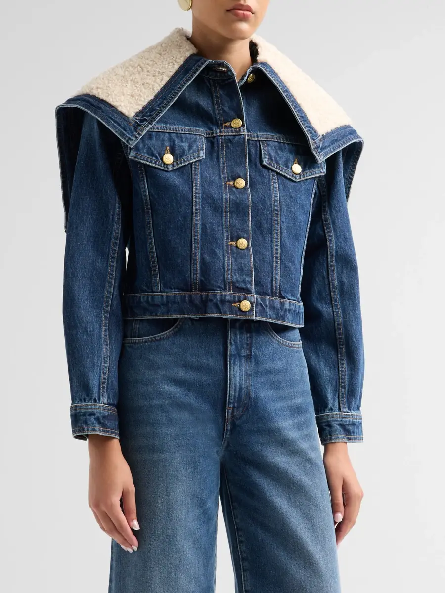 Ulla Johnson Women's The Sybil Faux-Shearling Hooded Denim Jacket | Thumbnail 4 Ulla Johnson Women's The Sybil Faux-Shearling Hooded Denim Jacket | Thumbnail 4