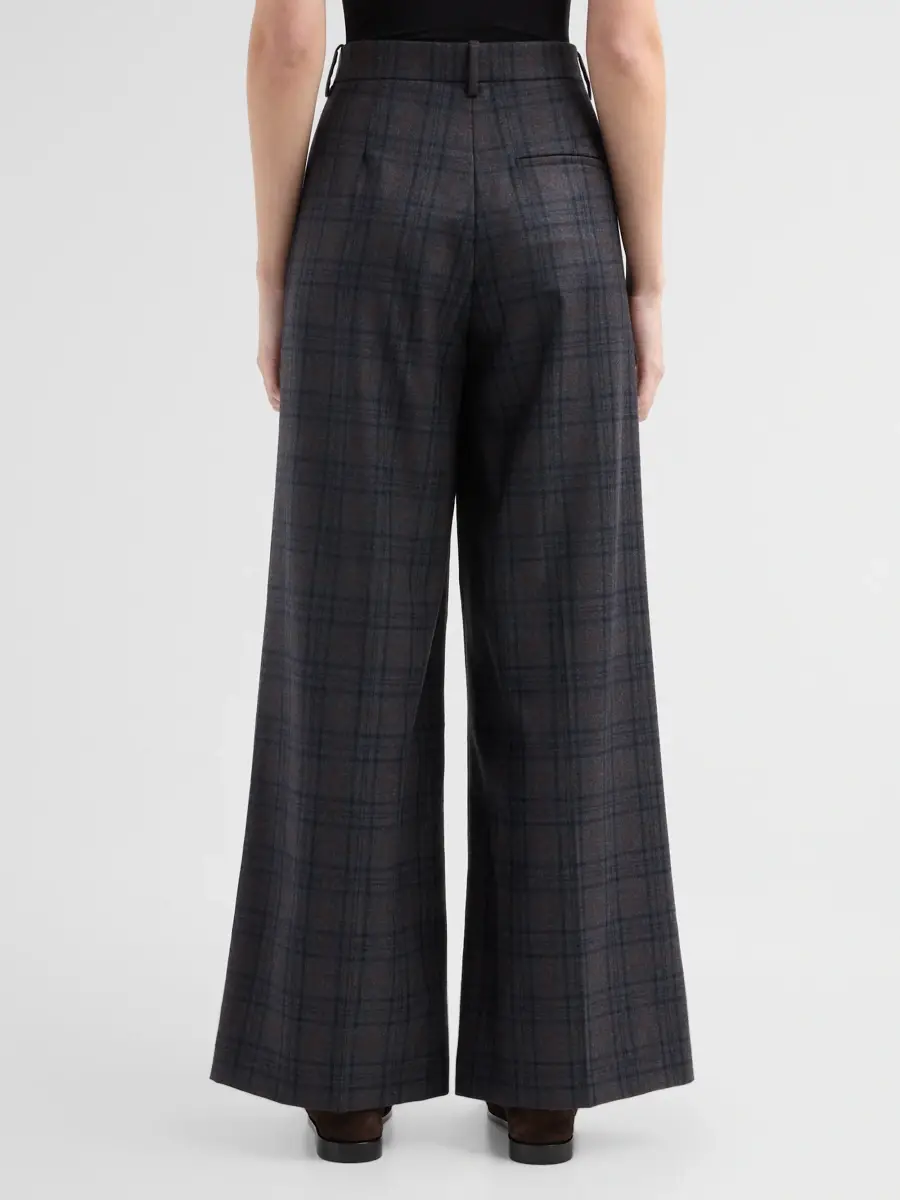 Theory Women's Plaid Wool Wide-Leg Trousers | Thumbnail 3 Theory Women's Plaid Wool Wide-Leg Trousers | Thumbnail 3