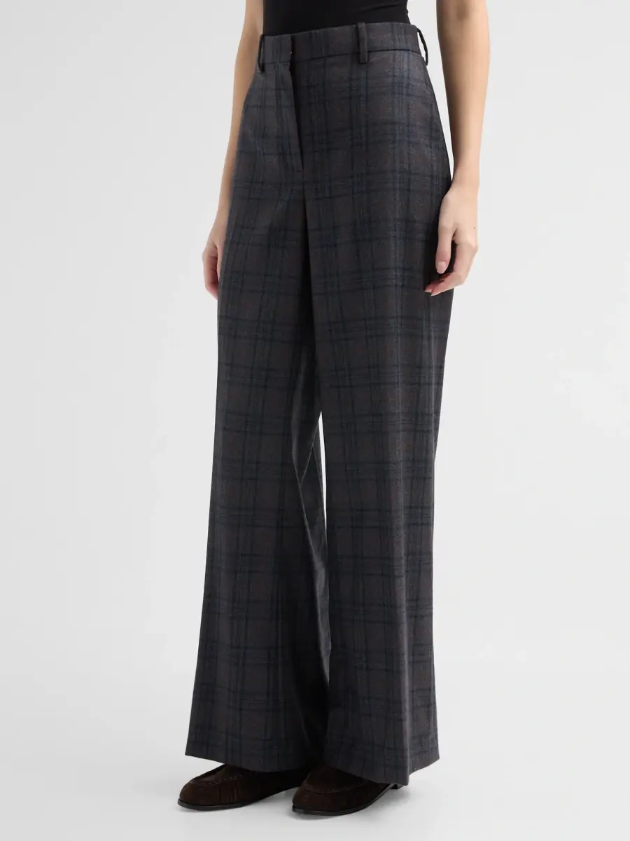 Theory Women's Plaid Wool Wide-Leg Trousers | Thumbnail 4 Theory Women's Plaid Wool Wide-Leg Trousers | Thumbnail 4