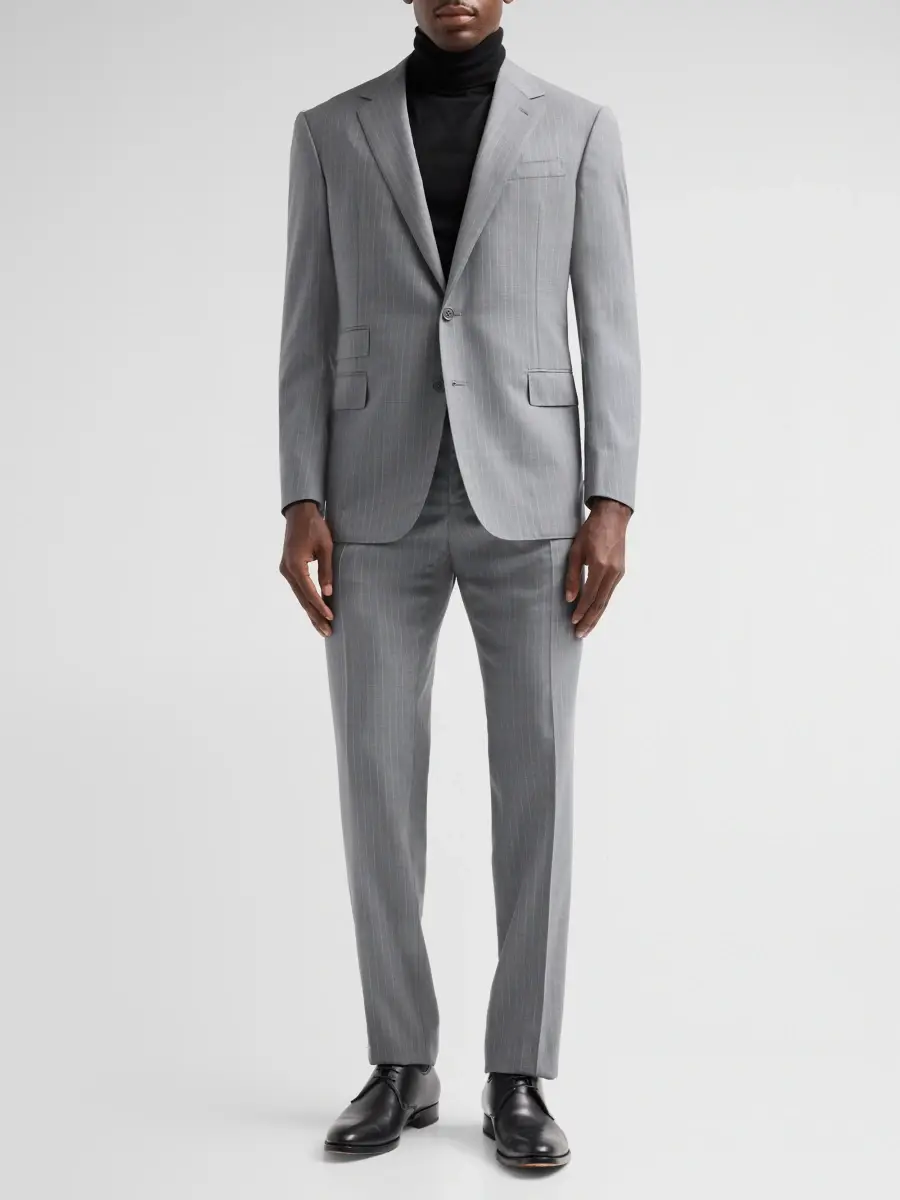 Ralph Lauren Purple Label Men's Pinstriped Cotton-Blend Suit | Thumbnail 2 Ralph Lauren Purple Label Men's Pinstriped Cotton-Blend Suit | Thumbnail 2