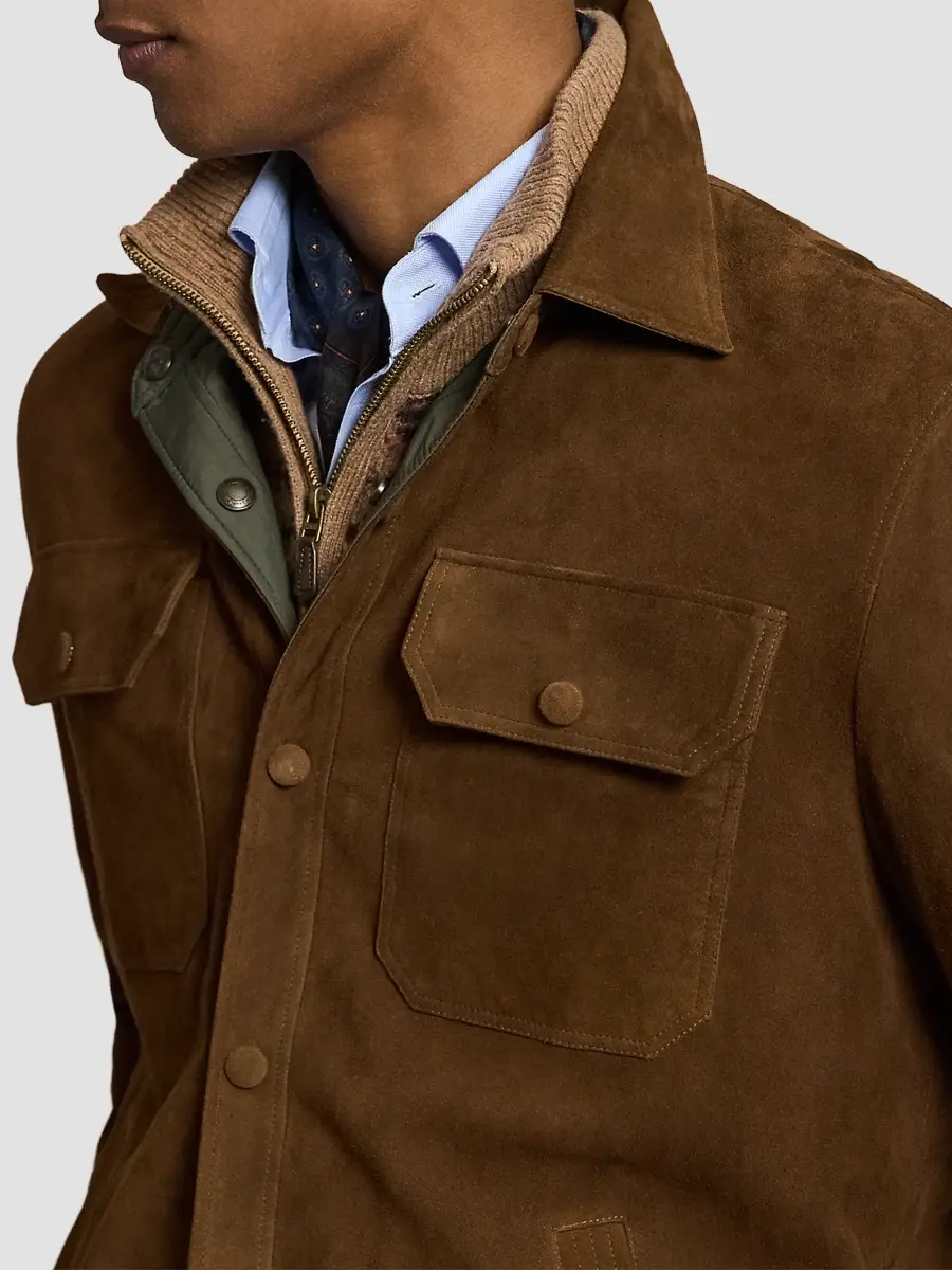 Polo Ralph Lauren Men's Reversible Suede-Taffeta Shirt Jacket | Thumbnail 5 Polo Ralph Lauren Men's Reversible Suede-Taffeta Shirt Jacket | Thumbnail 5
