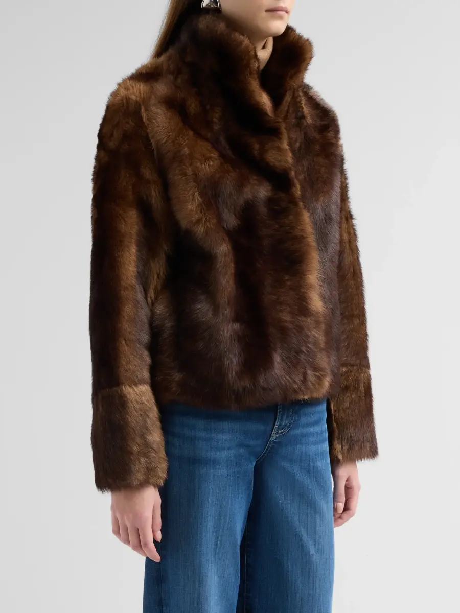 Yves Salomon Women's Fur-Effect Shearling Coat | Thumbnail 4 Yves Salomon Women's Fur-Effect Shearling Coat | Thumbnail 4