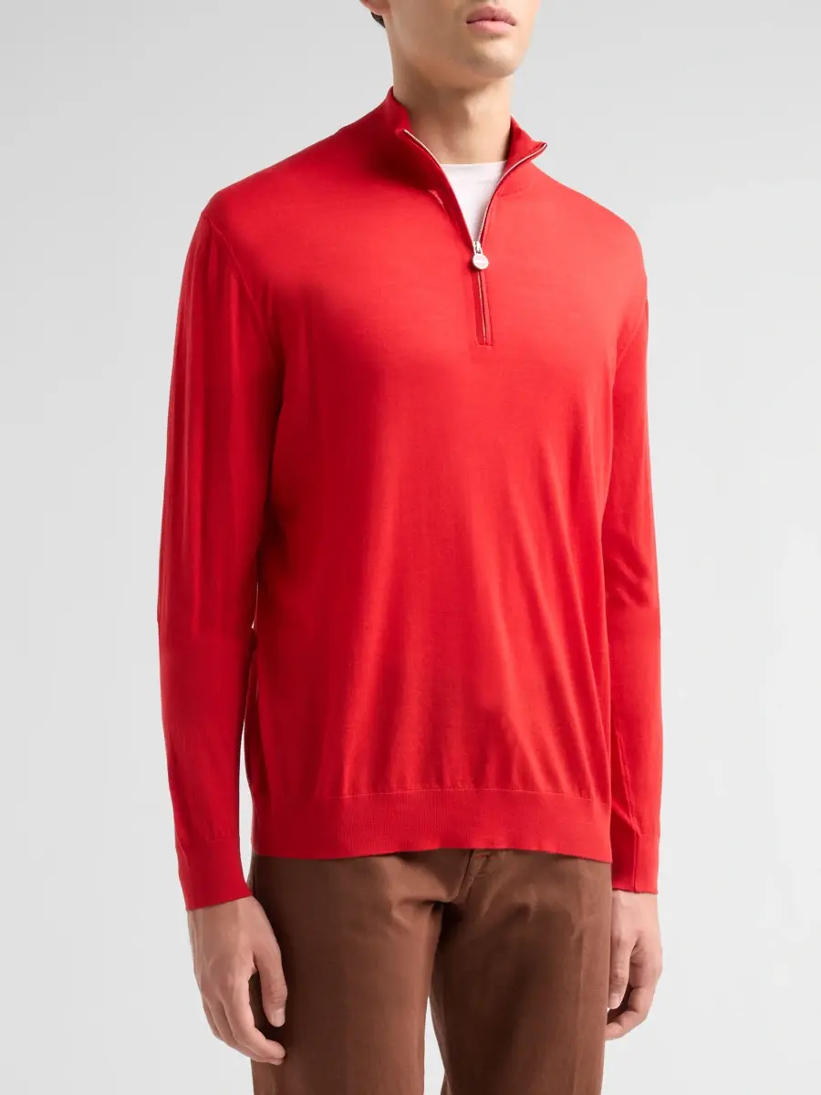 Kiton Men's Wool Mock Turtleneck Sweater | Thumbnail 4 Kiton Men's Wool Mock Turtleneck Sweater | Thumbnail 4