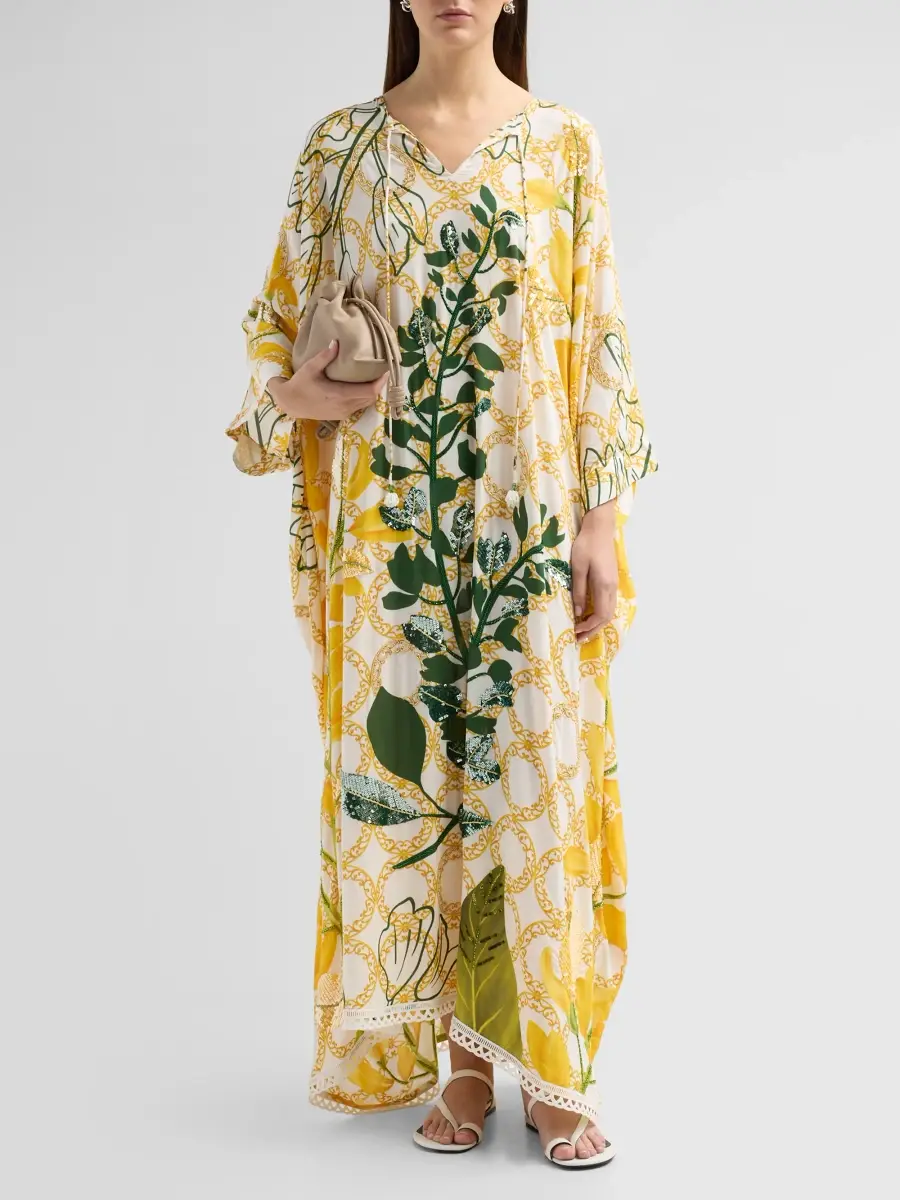 VERANDAH Women's Bejewelled Garden Party Kaftan Dress | Thumbnail 2 VERANDAH Women's Bejewelled Garden Party Kaftan Dress | Thumbnail 2