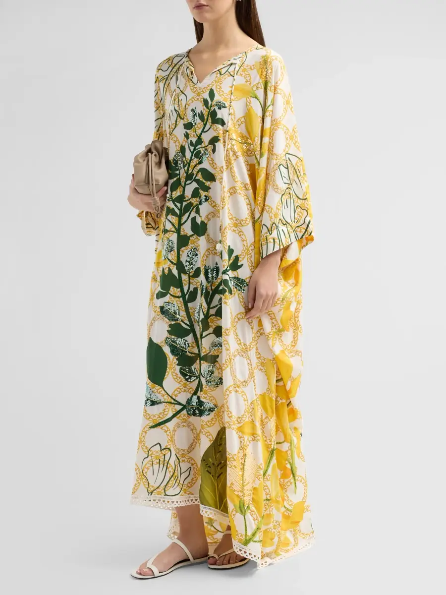 VERANDAH Women's Bejewelled Garden Party Kaftan Dress | Thumbnail 4 VERANDAH Women's Bejewelled Garden Party Kaftan Dress | Thumbnail 4