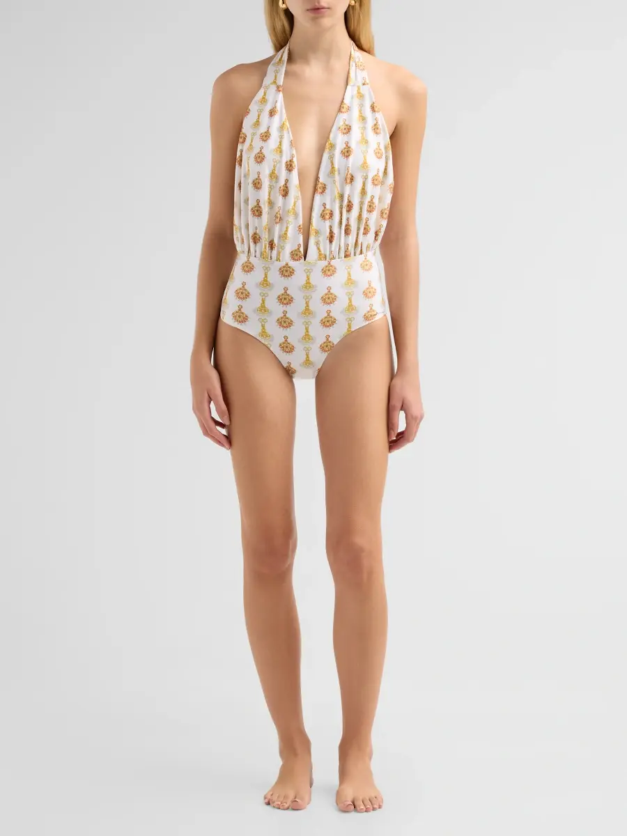 VERANDAH Women's Bejewelled Plunge One-Piece Swimsuit | Thumbnail 2