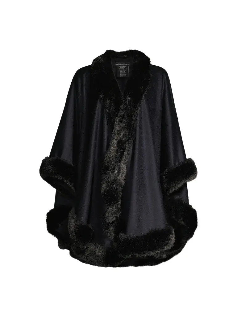 Sofia Cashmere Women's Faux Fur & Cashmere U-Cape