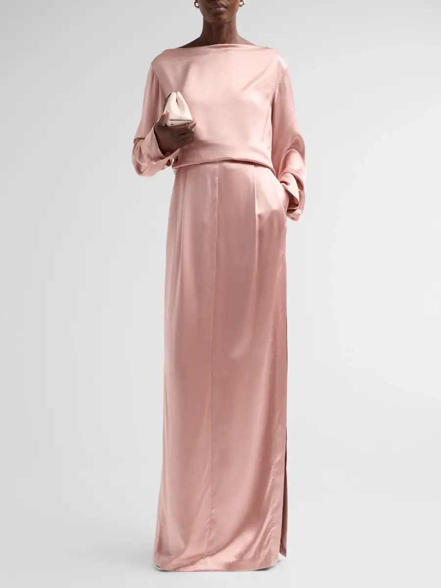 PRABAL GURUNG Women's Satin Silk Boatneck Blouse | Thumbnail 2 PRABAL GURUNG Women's Satin Silk Boatneck Blouse | Thumbnail 2