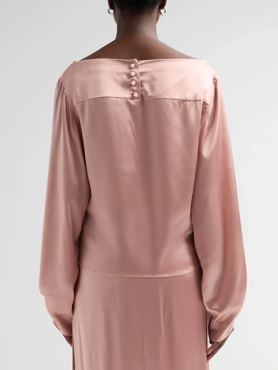 PRABAL GURUNG Women's Satin Silk Boatneck Blouse | Thumbnail 3 PRABAL GURUNG Women's Satin Silk Boatneck Blouse | Thumbnail 3