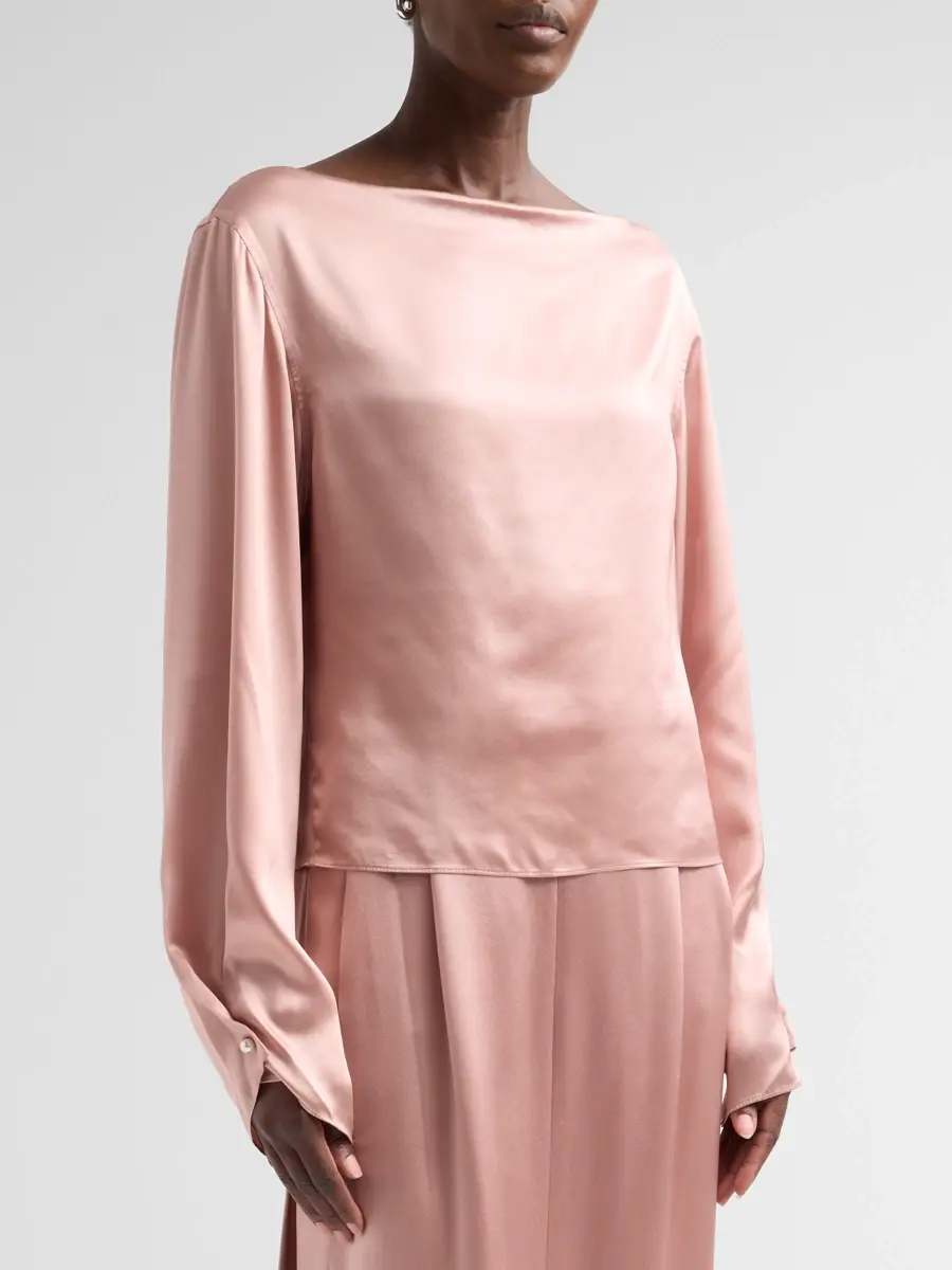 PRABAL GURUNG Women's Satin Silk Boatneck Blouse | Thumbnail 4 PRABAL GURUNG Women's Satin Silk Boatneck Blouse | Thumbnail 4