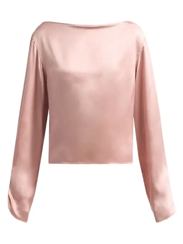 Women's Satin Silk Boatneck Blouse