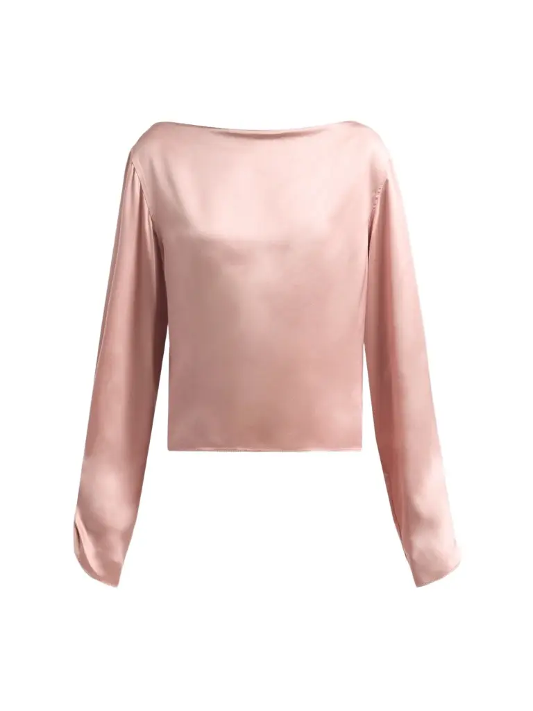 PRABAL GURUNG Women's Satin Silk Boatneck Blouse