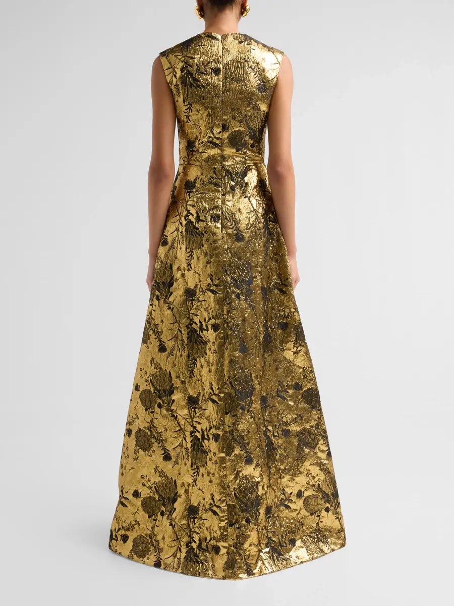 Reem Acra Women's After Midnight Metallic Brocade Gown | Thumbnail 3 Reem Acra Women's After Midnight Metallic Brocade Gown | Thumbnail 3