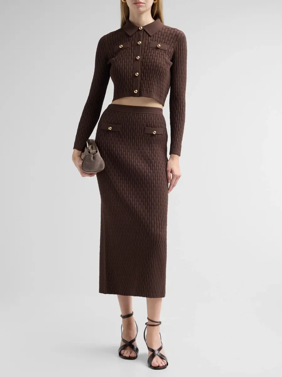Toccin Women's Milla Textured Sheath Midi Skirt | Thumbnail 2