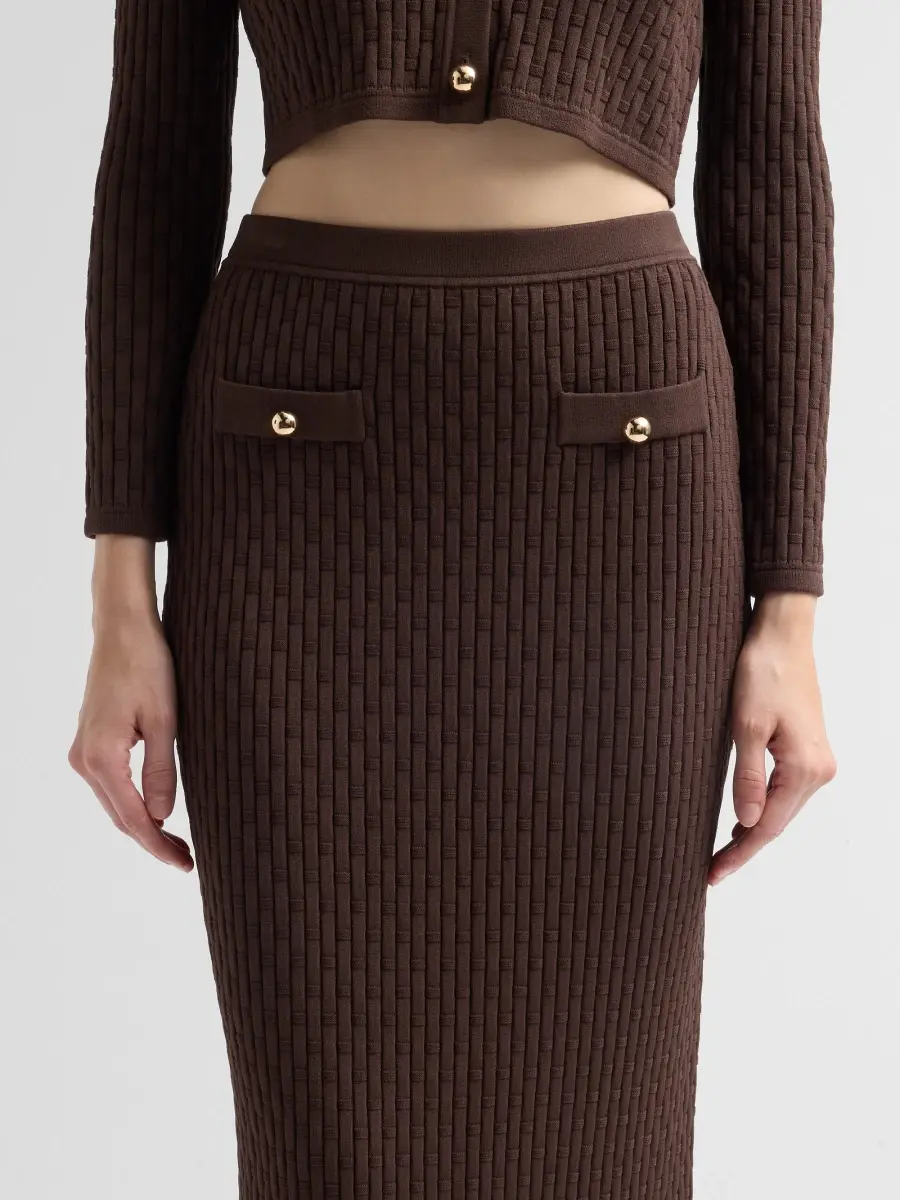 Toccin Women's Milla Textured Sheath Midi Skirt | Thumbnail 5