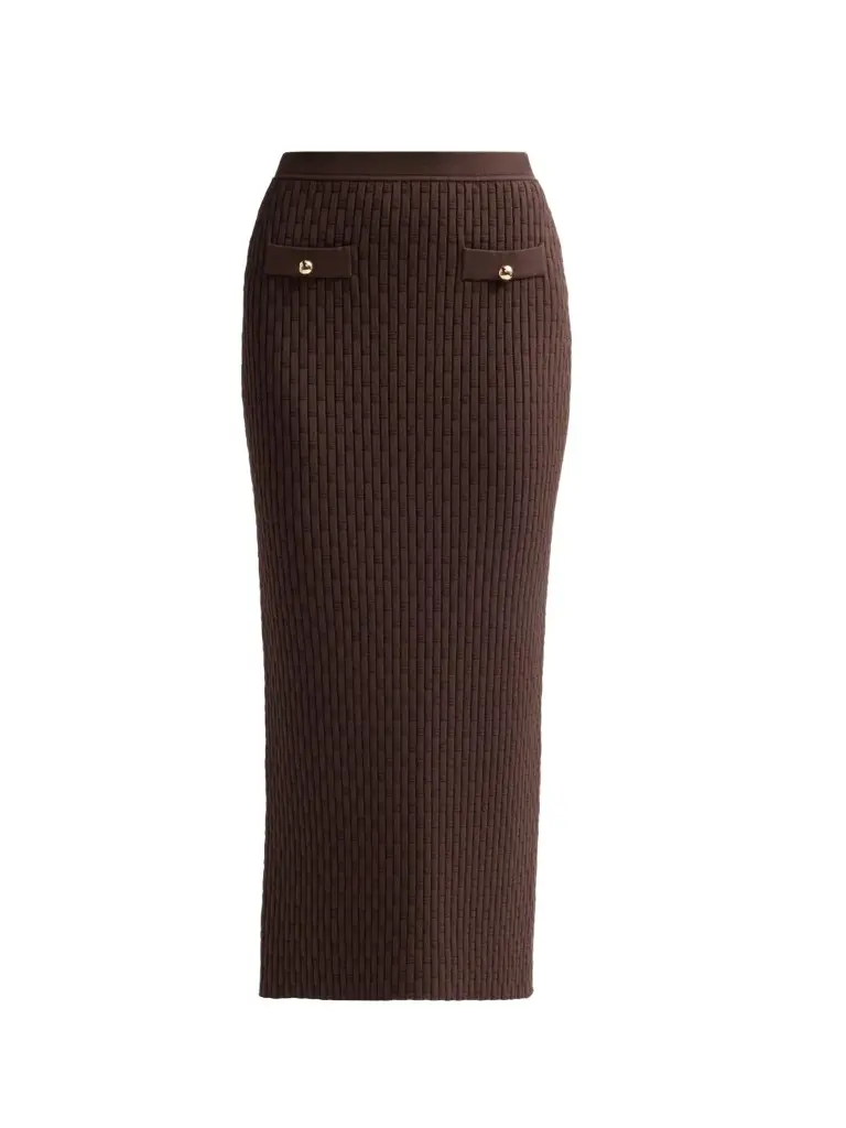 Toccin Women's Milla Textured Sheath Midi Skirt
