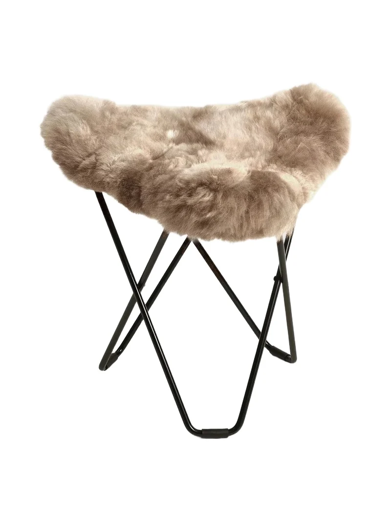 Weich Couture Alpaca Mariposa Alpaca Fur & Steel Butterfly Ottoman