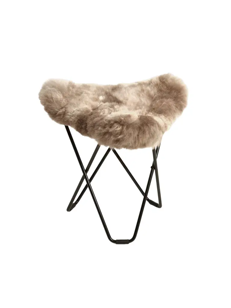 Weich Couture Alpaca Mariposa Alpaca Fur & Steel Butterfly Ottoman