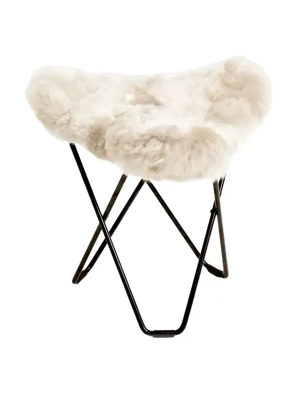 Weich Couture Alpaca Mariposa Alpaca Fur & Steel Butterfly Ottoman